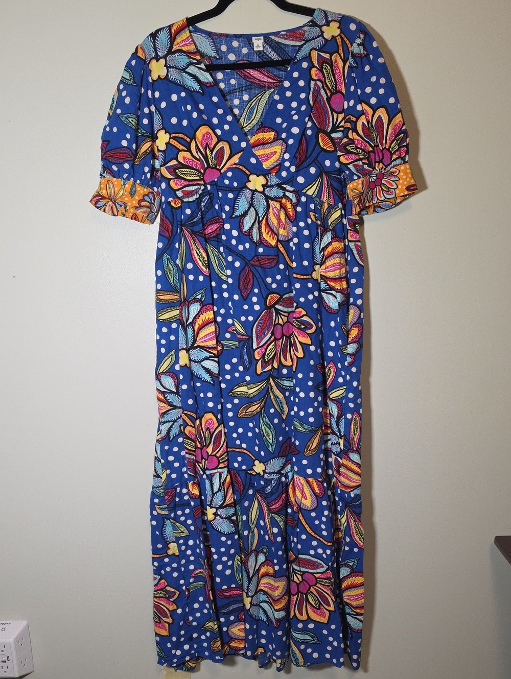 Tabitha Brown Target Blue Floral & Polka Dot Maxi Dress